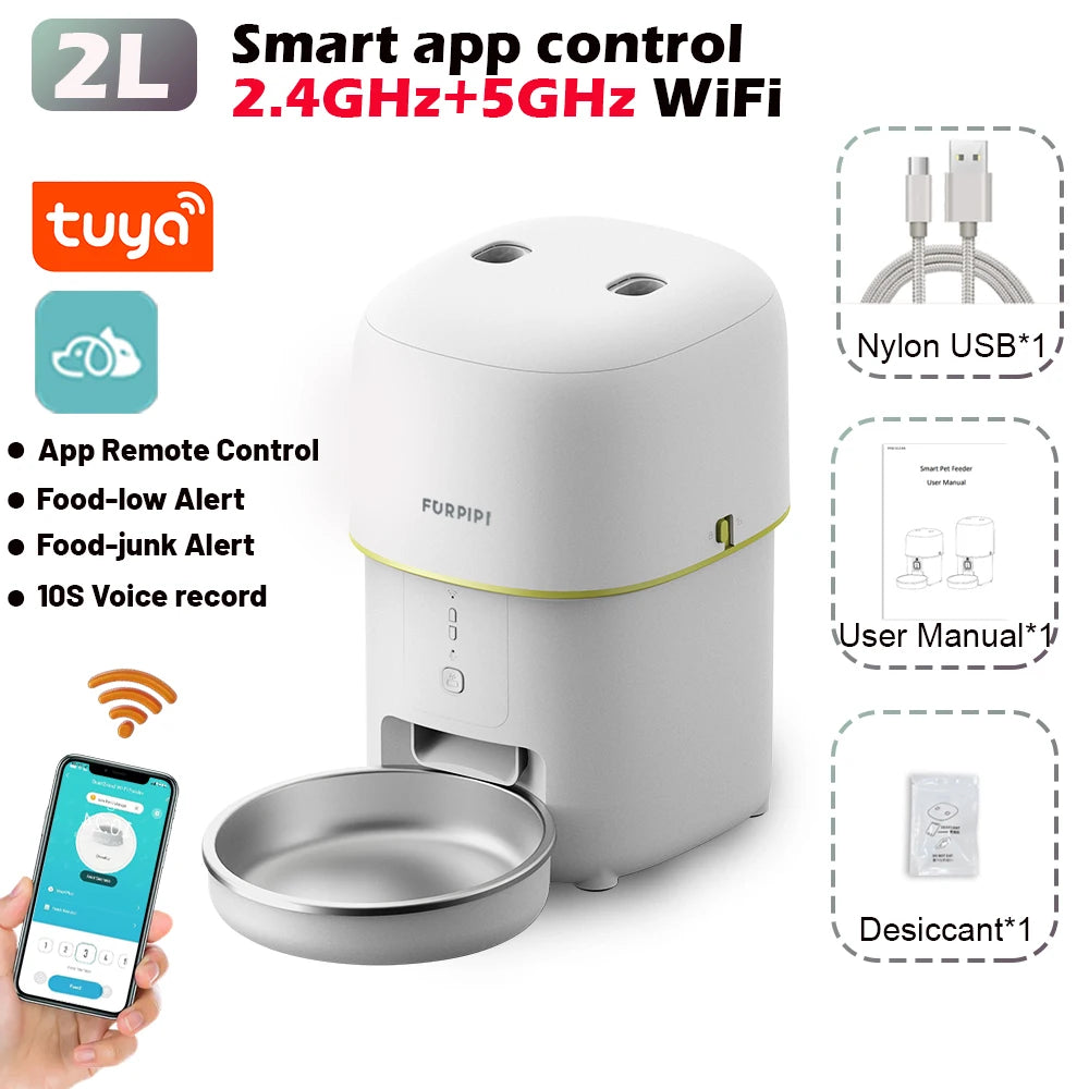E,ECOPET - Pet Feeder 2L/4L (Wi-Fi connection + app control white/black)