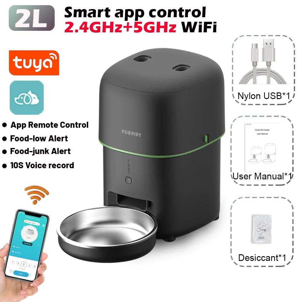 E,ECOPET - Pet Feeder 2L/4L (Wi-Fi connection + app control white/black)