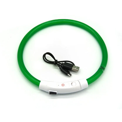 LED Fiber Optic Collar for Pets Luminous Collar USB Rechargeable Anti-lost Light Luminous Dog Accessories Outdoor Products