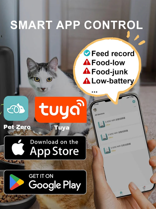 E,ECOPET - Pet Feeder 2L/4L (Wi-Fi connection + app control white/black)