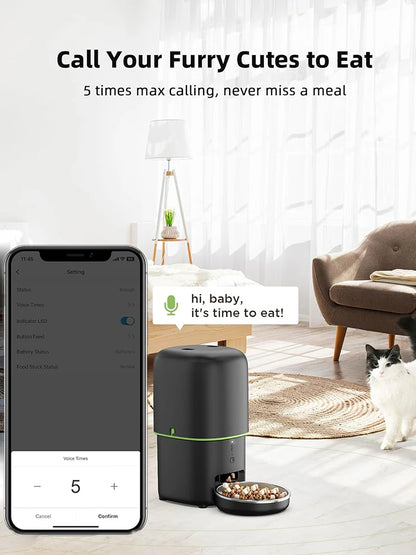 E,ECOPET - Pet Feeder 2L/4L (Wi-Fi connection + app control white/black)