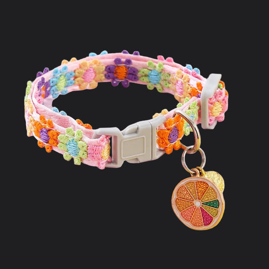Pet Collar With Bell Cartoon Footprint Colorful Dog Puppy Kitten Collar Adjustable Safety Bell Ring Necklace Pet Accessories