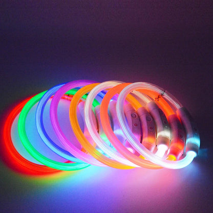 LED Fiber Optic Collar for Pets Luminous Collar USB Rechargeable Anti-lost Light Luminous Dog Accessories Outdoor Products