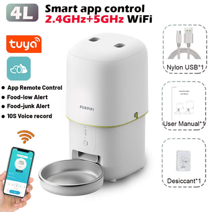 E,ECOPET - Pet Feeder 2L/4L (Wi-Fi connection + app control white/black)